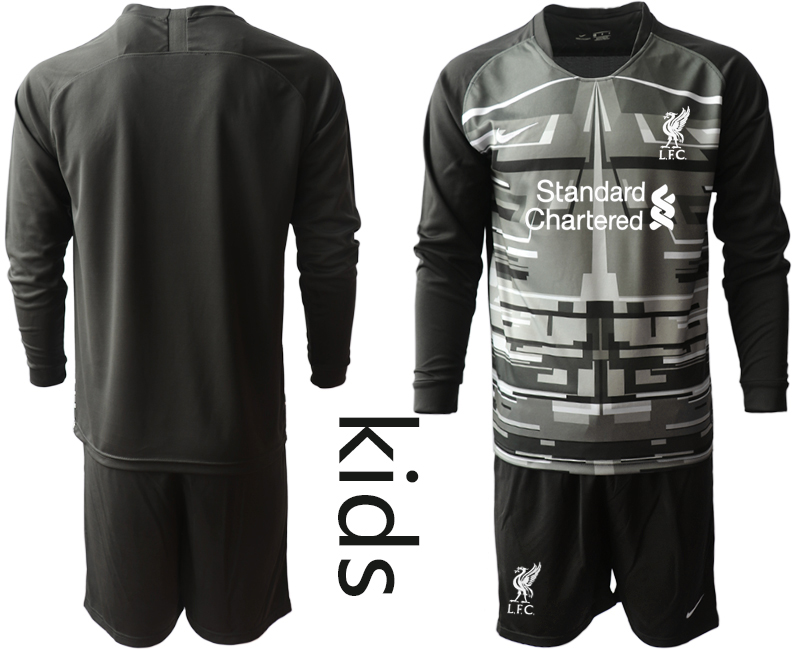Youth 2020-2021 club Liverpool black long sleeved Goalkeeper blank Soccer Jerseys